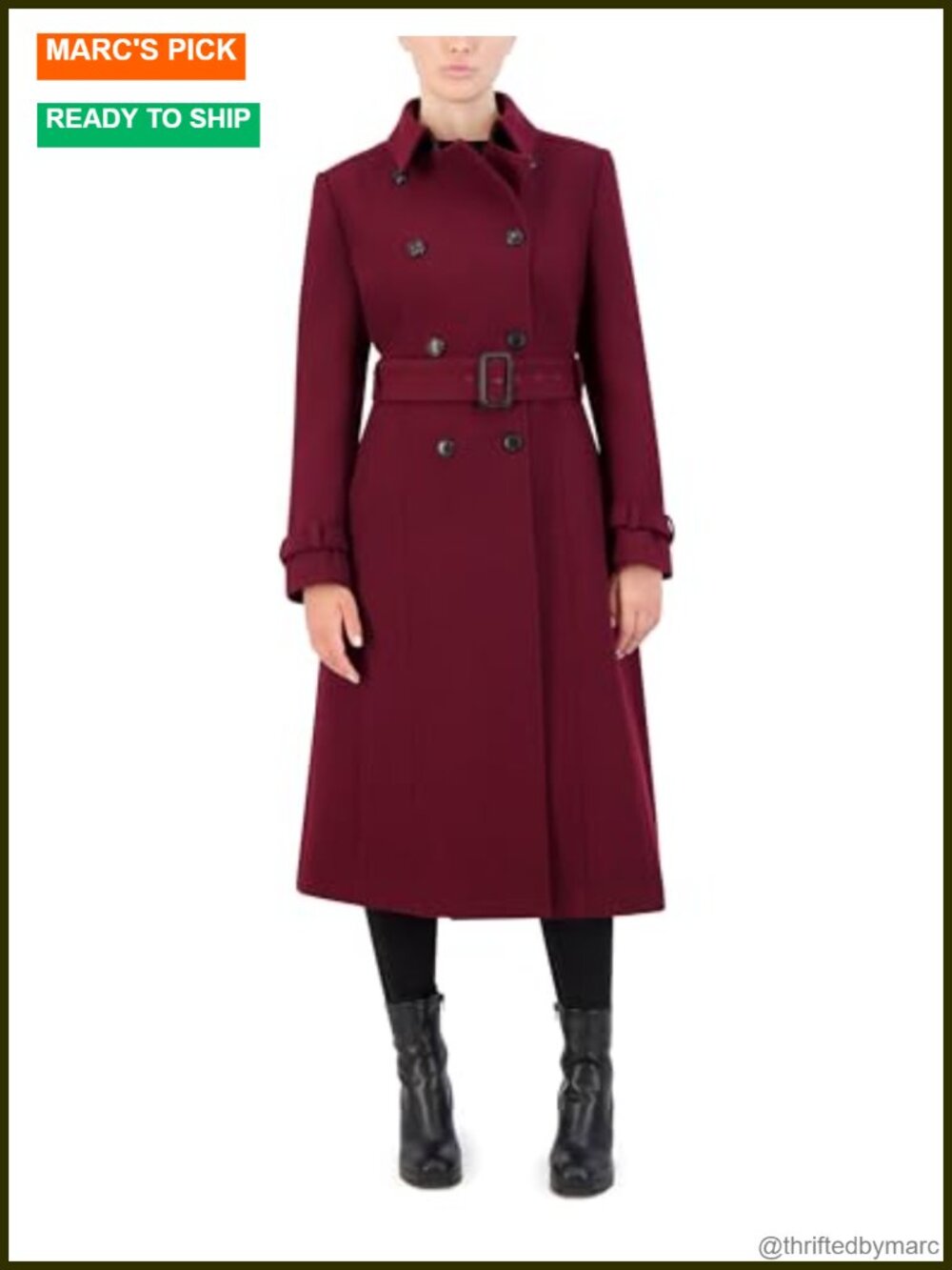 Flared Trench Slick Wool Coat Quilted Tailored Winter